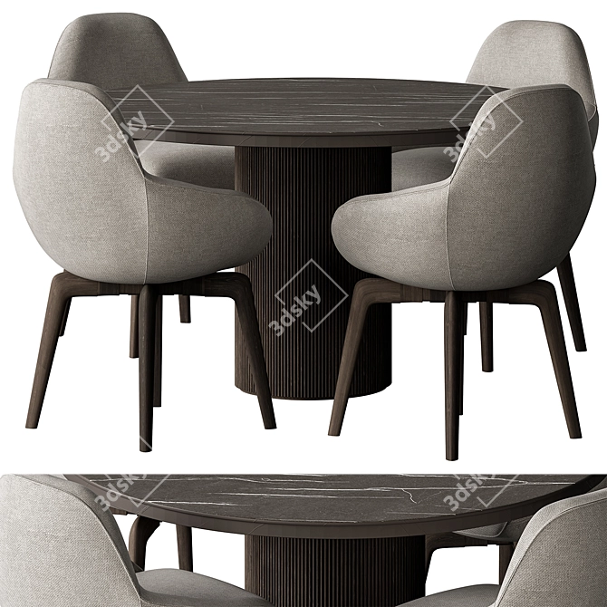 Elegant Round Dining Table Set 3D model image 2