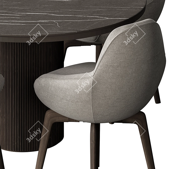 Elegant Round Dining Table Set 3D model image 3