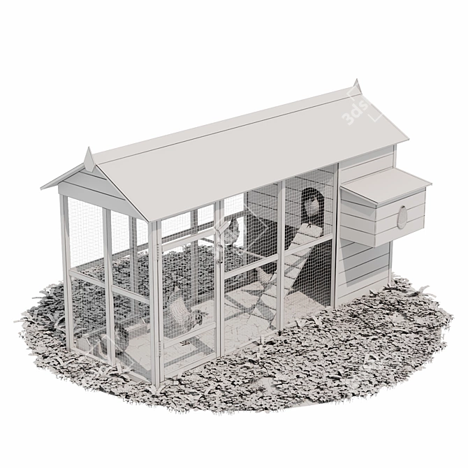 Outdoor Chicken Coop (Low Poly) 3D model image 6