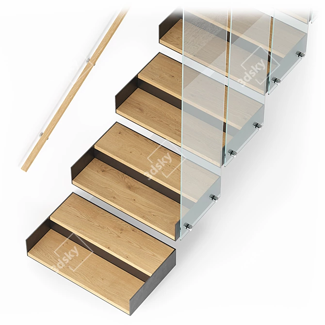 Contemporary Interior Stair Set 11 3D model image 4