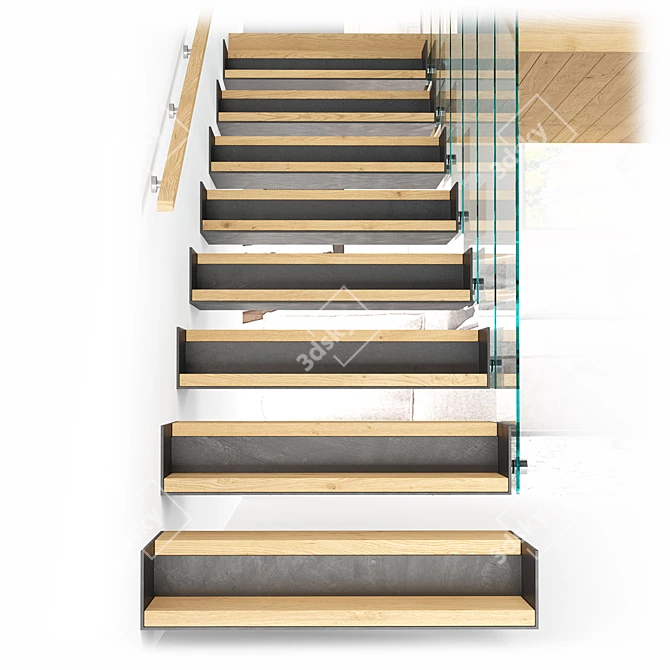 Contemporary Interior Stair Set 11 3D model image 5