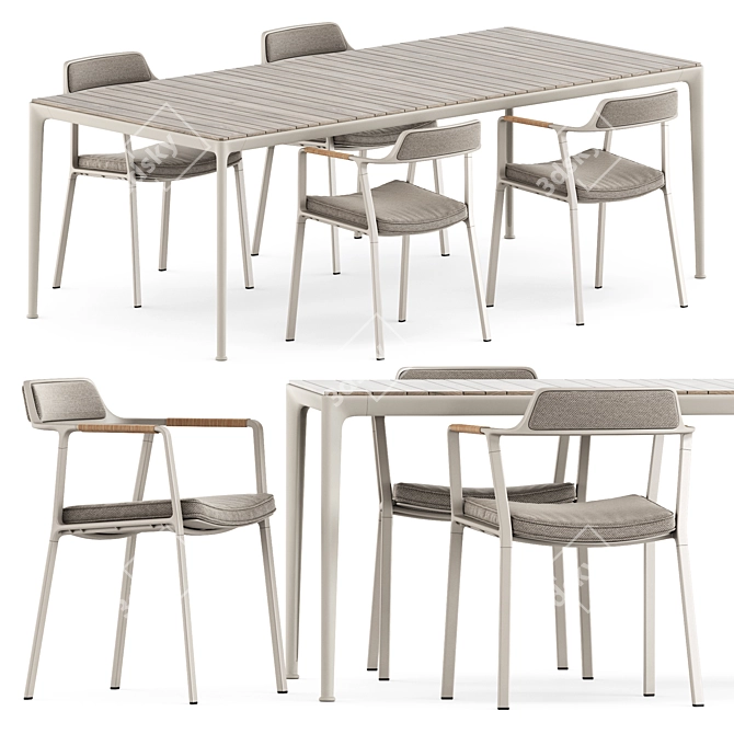 Outdoor Elegance Set: Vipp711 Chair & Mirto Table 3D model image 1