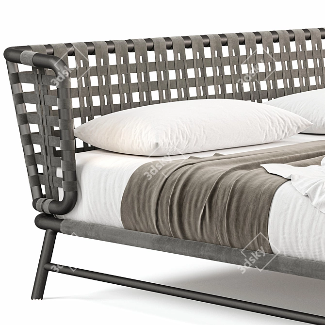 Luxury Meridiani Leather Bed 3D model image 3