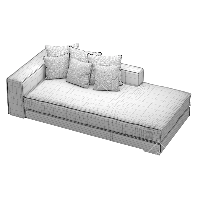 Stylish Solid Wood Day Bed 3D model image 4