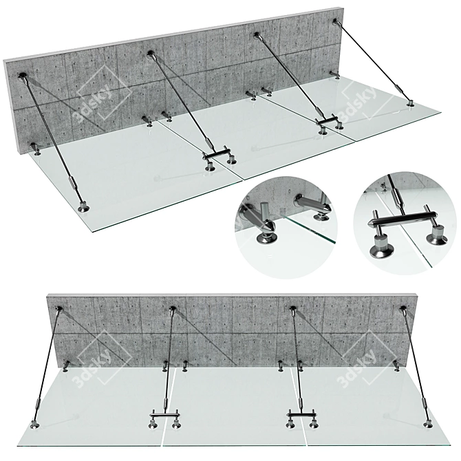 Modern Glass Canopy 3D Model 3D model image 1