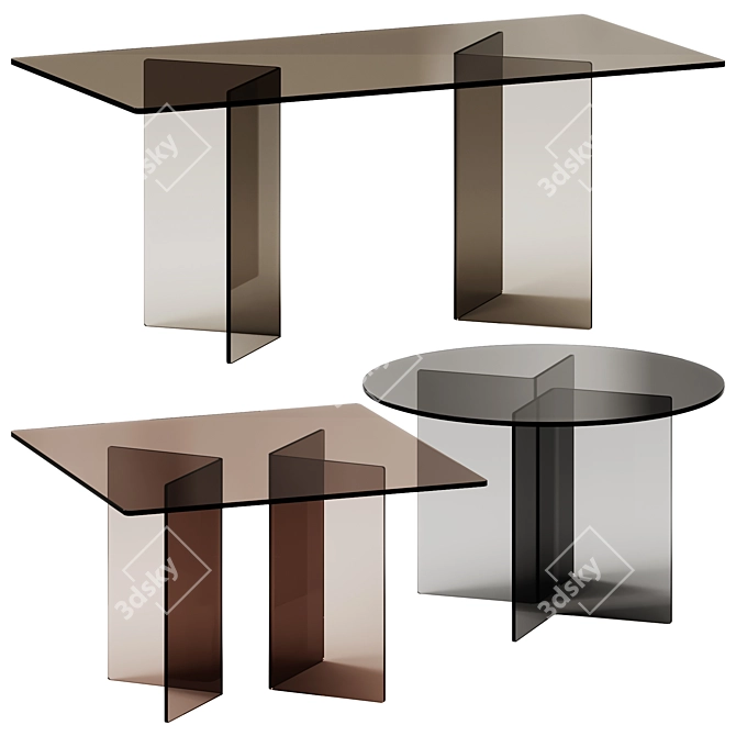 Fiam Italia CORNER Glass Tables 3D model image 1