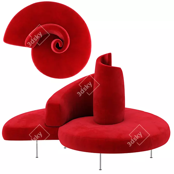 Vintage Tatlin Red Sofa  3D model image 1