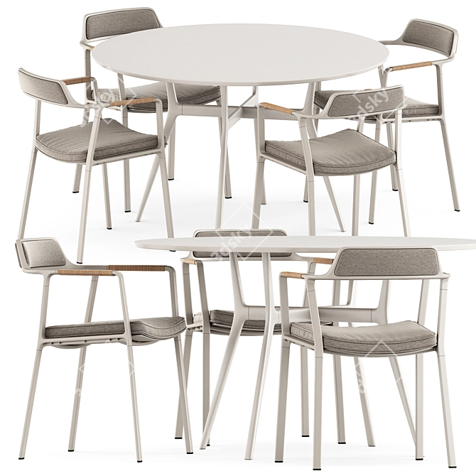Sleek Outdoor Duo: Vipp711 Chair & Branch Table 3D model image 1