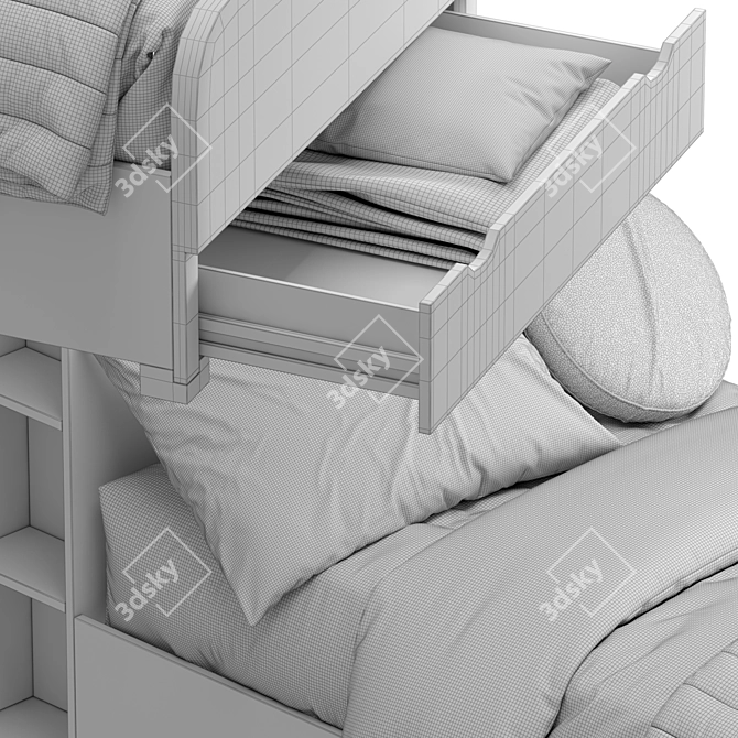 Woodland Kids Bed with Shelves 3D model image 7