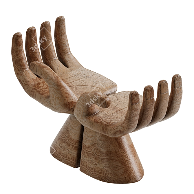 Hand-Carved Buddha Hand Accent Table 3D model image 1