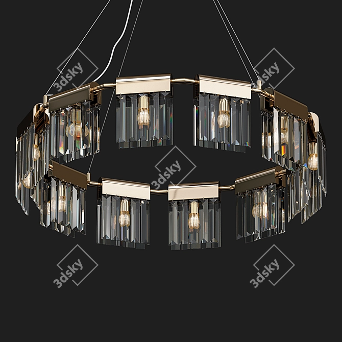 Golden Crystal Pendant Chandelier 3D model image 1