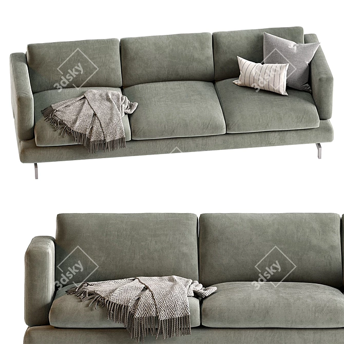 Natuzzi Jeremy 3-Seat Sofa 3D model image 3