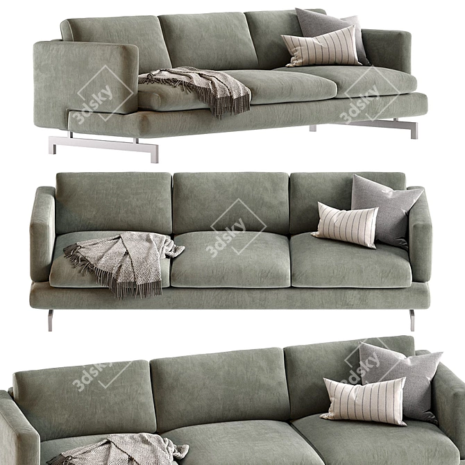 Natuzzi Jeremy 3-Seat Sofa 3D model image 4