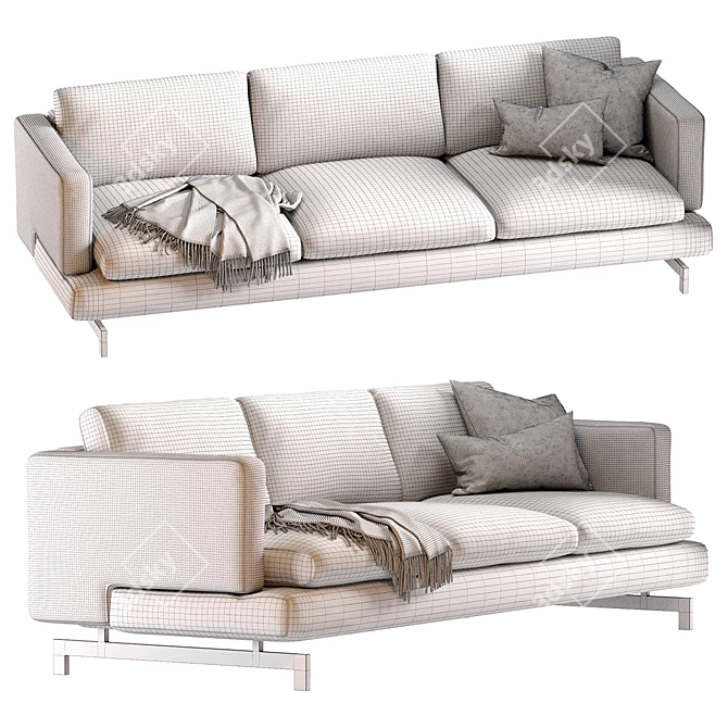 Natuzzi Jeremy 3-Seat Sofa 3D model image 5