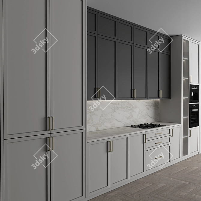 Modern Kitchen Set With Appliances 3D model image 4