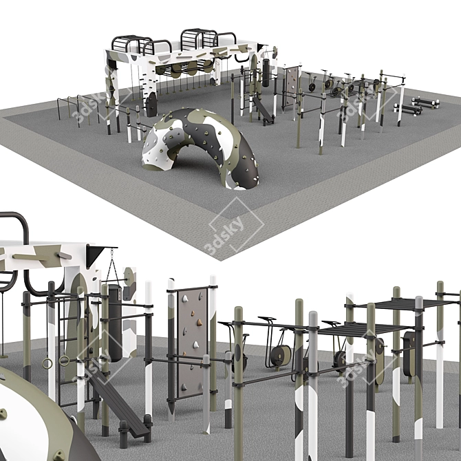 Workout Training Area 3D Model 3D model image 4