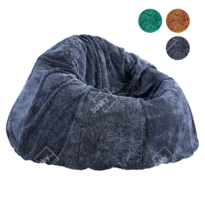 Luxurious Giant Sheepskin Beanbag Graphite 3D model image 1