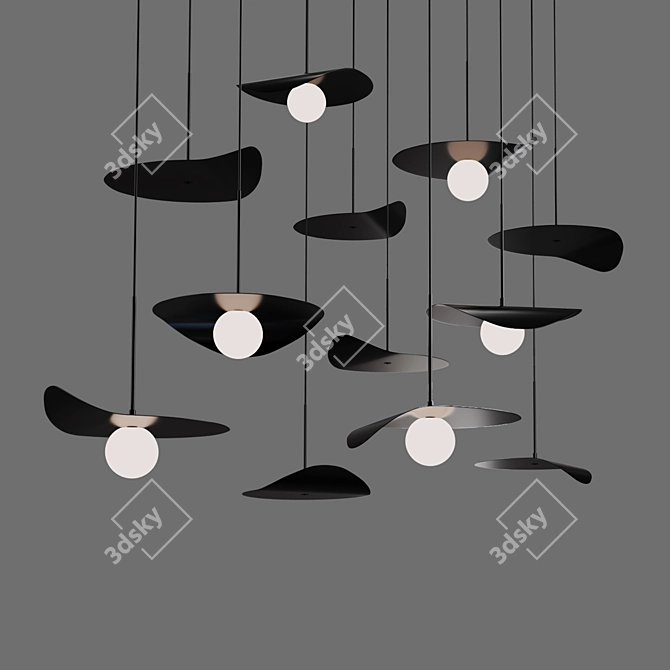 Sleek Metal Pendant Lamp. unique 3D model image 5