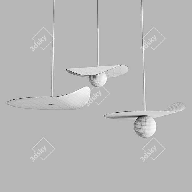 Sleek Metal Pendant Lamp. unique 3D model image 6