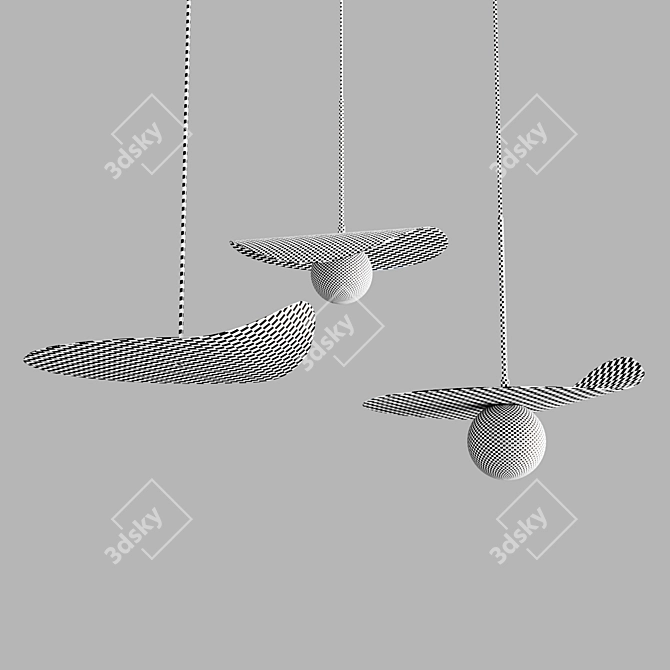 Sleek Metal Pendant Lamp. unique 3D model image 1