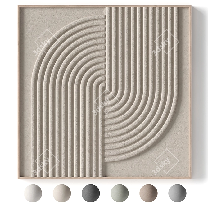 Stone Textured Relief Panel - 3D Wall Decor 3D model image 1