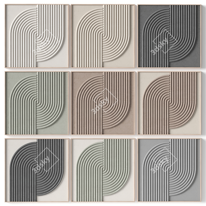 Stone Textured Relief Panel - 3D Wall Decor 3D model image 2