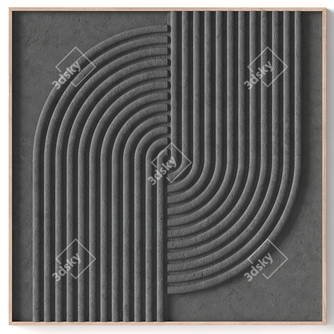 Stone Textured Relief Panel - 3D Wall Decor 3D model image 3
