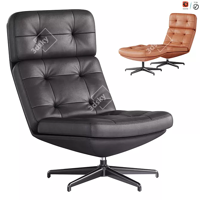 Elegant HAVBERG Armchair Set with Ottoman 3D model image 1