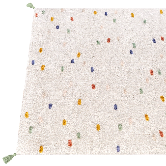 Colored Polka Dot Rug with Pompons 3D model image 2