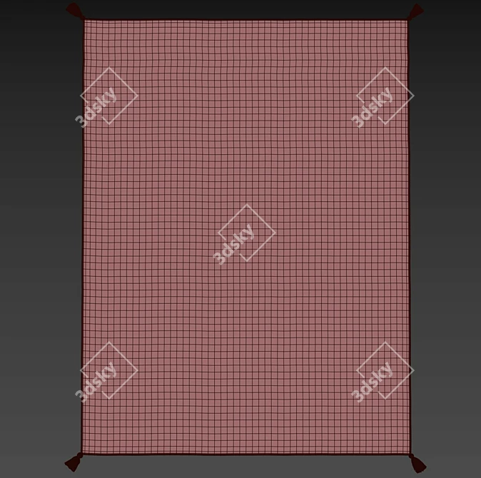 Colored Polka Dot Rug with Pompons 3D model image 3