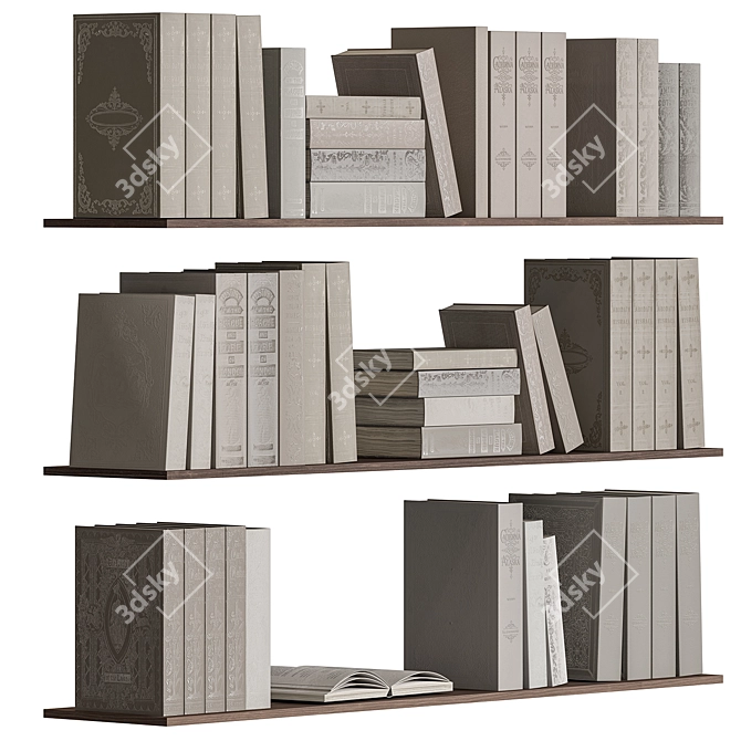 Vintage Beige Book Set 3D model image 2