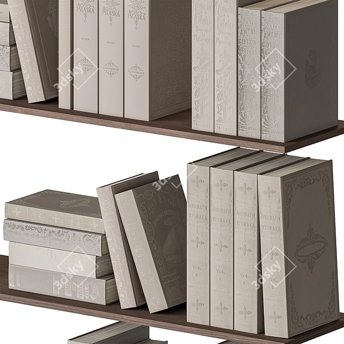 Vintage Beige Book Set 3D model image 5
