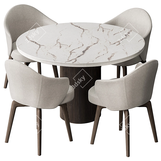 Elegant Round Dining Table Set 3D model image 1