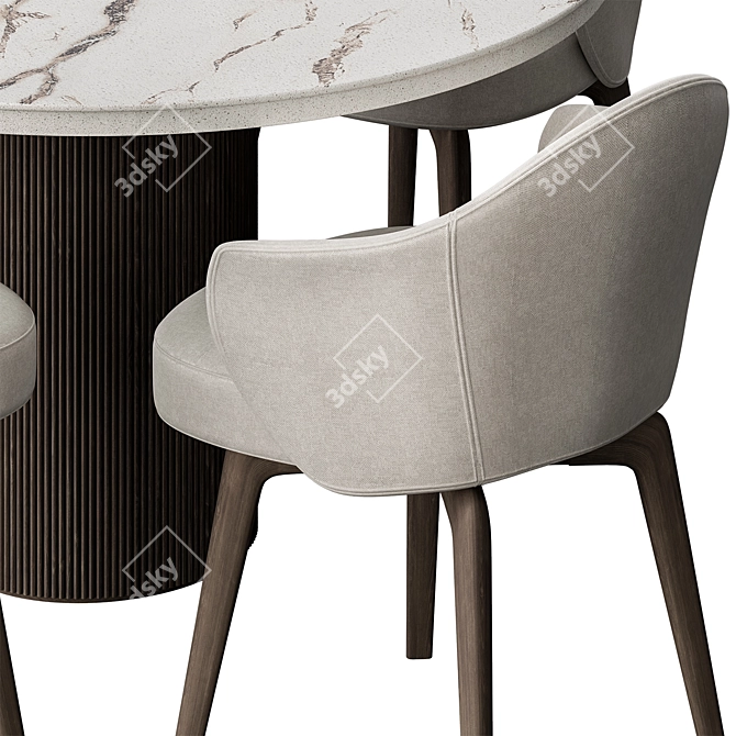 Elegant Round Dining Table Set 3D model image 3