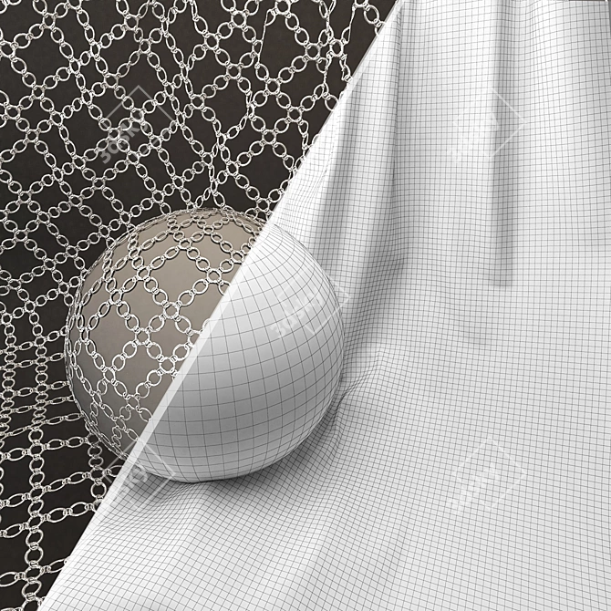 Metal Mesh Fabric Materials Set 3D model image 4