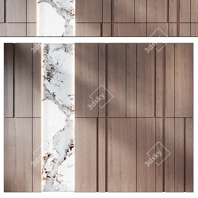  Wood Wall Panels Set 3D model image 1