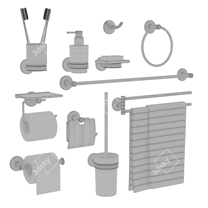 Modern Black Chrome Bathroom Accessories 3D model image 3