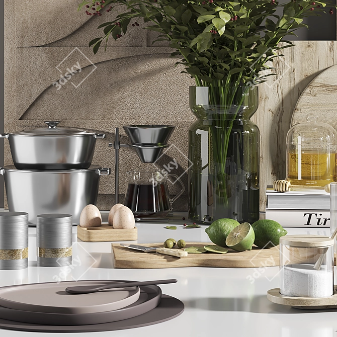 Modern Kitchen Accessories Set 2015 3D model image 3