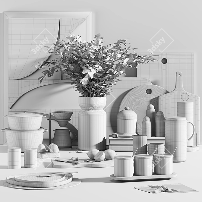 Modern Kitchen Accessories Set 2015 3D model image 4