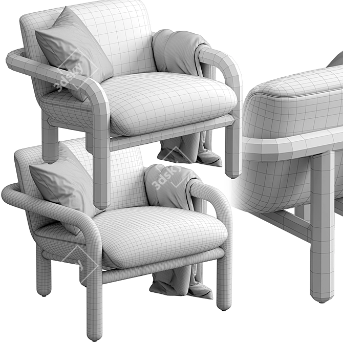 Modern West Elm Benson Chair 3D model image 7