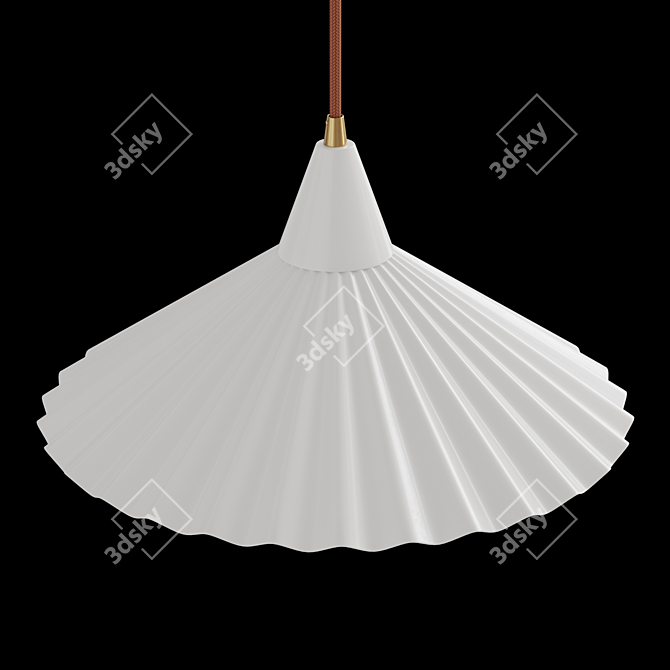 Modern White Metal Wood Pendant 3D model image 2