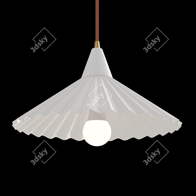 Modern White Metal Wood Pendant 3D model image 3