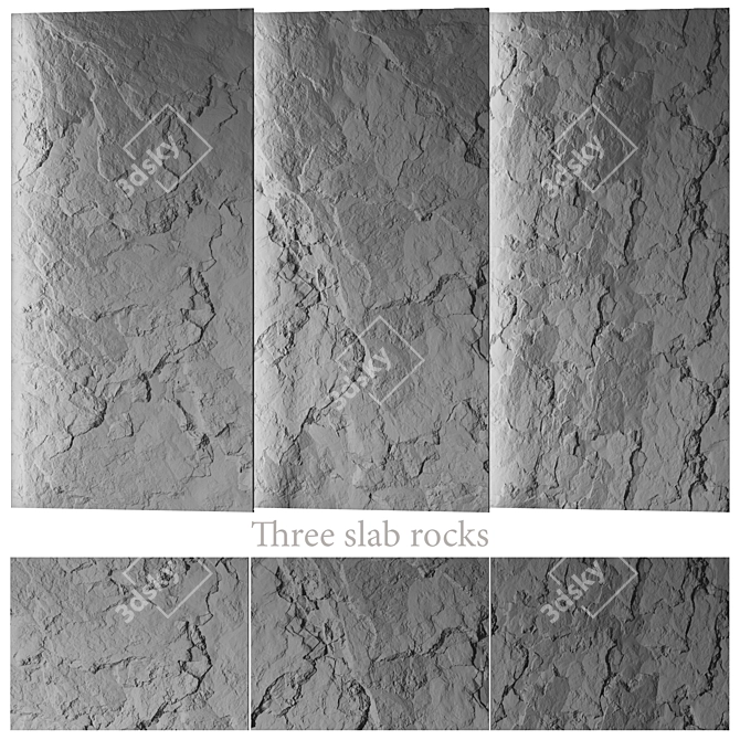 High-Res Seamless Rock Slab Set 3D model image 1