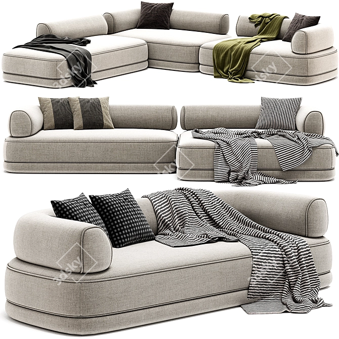 Modern Bumper Sectional: Stylish Comfort 3D model image 1