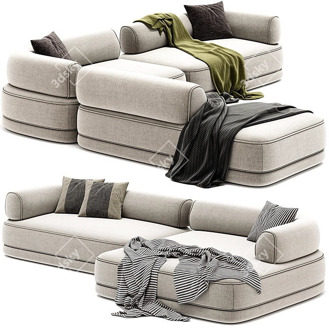 Modern Bumper Sectional: Stylish Comfort 3D model image 2