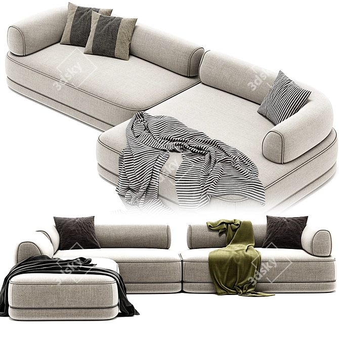 Modern Bumper Sectional: Stylish Comfort 3D model image 4