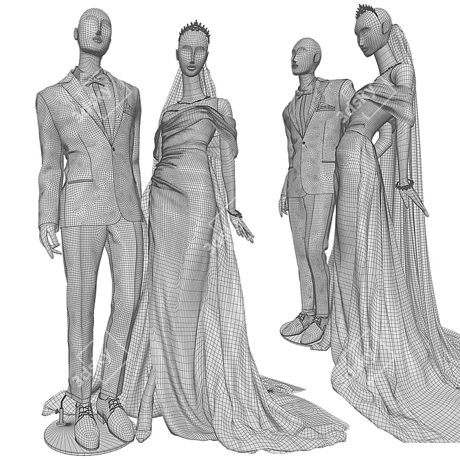 Wedding Mannequin Display Set 3D model image 7