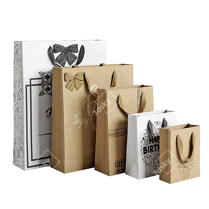 Versatile Paper Bags Set 3D model image 2