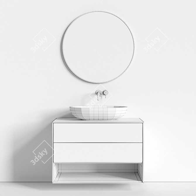 Designer Wall-Mounted Bathroom Vanity 3D model image 6