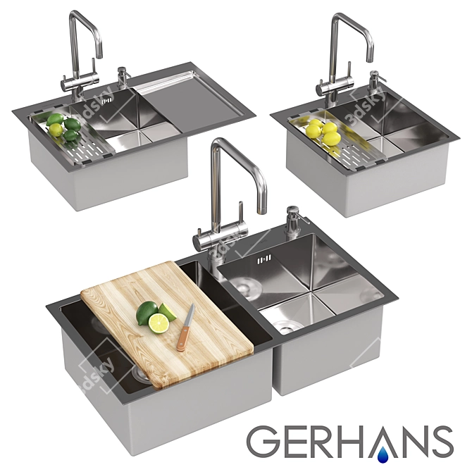 Gerhans Stainless Steel Kitchen Sink 3D model image 1